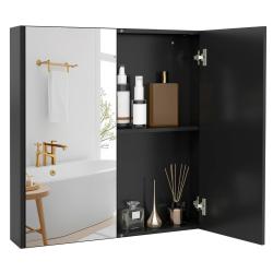 Armoire &agrave; pharmacie murale avec miroir 62 x 11,5 x 65 cm rangement r&eacute;glable double portes minimalis