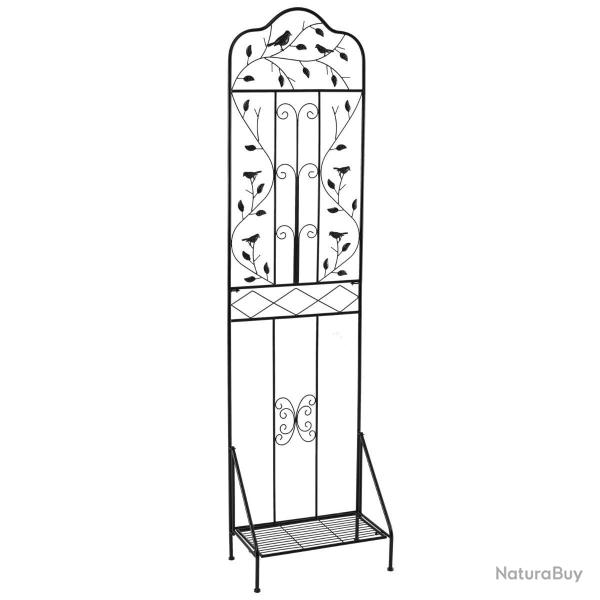 Treillis de jardin autoportant 50 x 30 x 189,5 cm avec �tag�re pliable d�coratif en m�tal noir 20_0