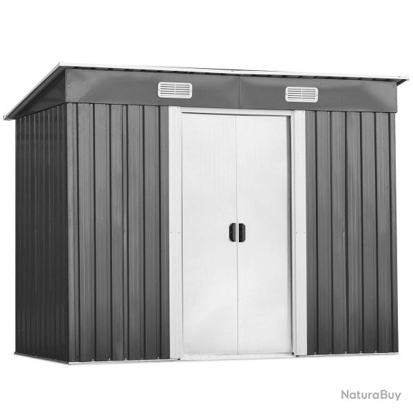 Abri de jardin en acier galvanis� 238 x 131 x 181 cm grande capacit� anti-rouille ambiance ext�rieu