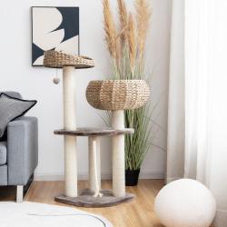 Arbre &agrave; chat 45 x 45 x 104 cm avec paniers confortables et poteaux en sisal moderne en bois caf&eacute; fo