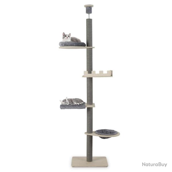 Arbre � chat adjustable du sol au plafond 236-271 cm 5 niveaux avec perchoir et poteaux � gratter e