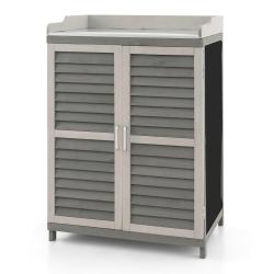 Abri de jardin avec postes de travail 67 x 47 x 100 cm rangement pratique 2 &eacute;tag&egrave;res ambiance cosy