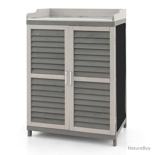 Abri de jardin avec postes de travail 67 x 47 x 100 cm rangement pratique 2 �tag�res ambiance cosy