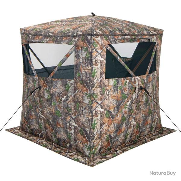 Abri de chasse portable 147 x 147 x 168 cm vue � 270� camouflage pratique design escamotable en tis