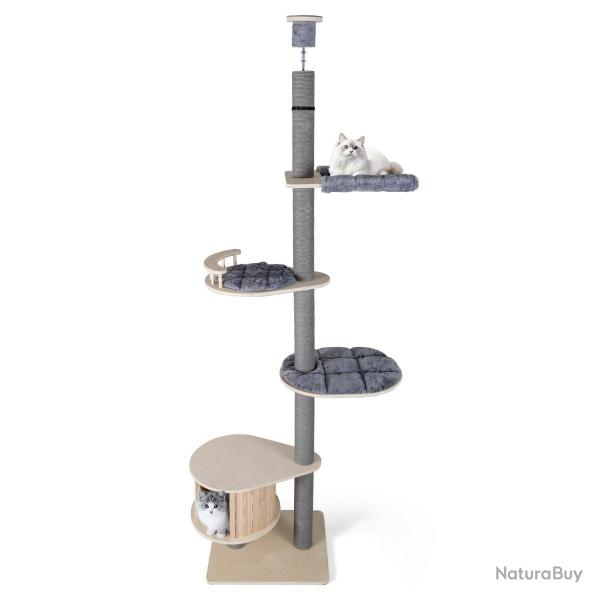 Arbre � chat r�glable du sol au plafond 236 x 271 cm espace de jeu s�curis� ambiance cosy en contre