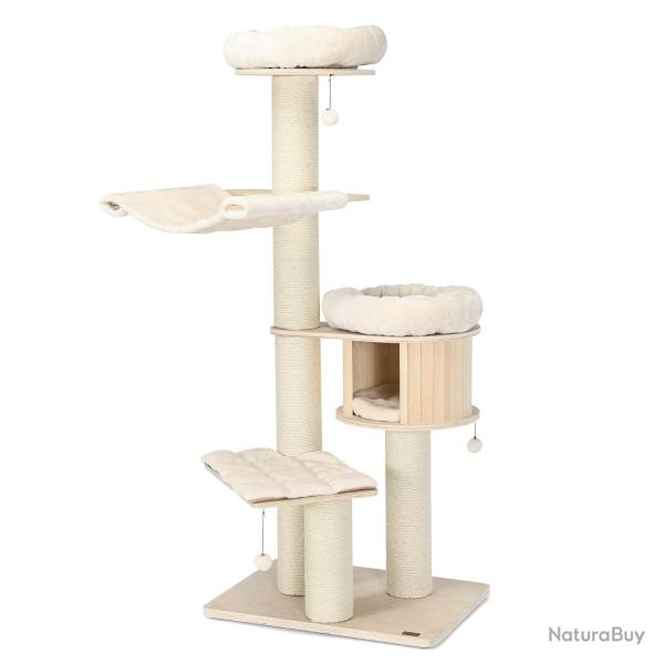 Arbre � chat lot de 1 avec perchoir et condo 75 x 56 x 174 cm confort peluche robuste en bois natur