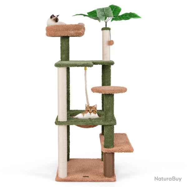 Arbre � chat � plusieurs niveaux 152 x 49 x 48 cm confort et s�curit� ambiance cosy en bois d'ing�n