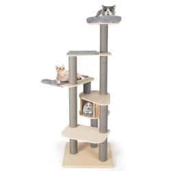 Arbre &agrave; chat lot de 1 &agrave; 5 niveaux 197 x 68 x 58 cm confortable espace de repos et grattage design s