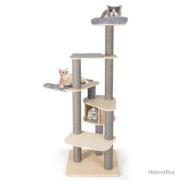 Arbre � chat lot de 1 � 5 niveaux 197 x 68 x 58 cm confortable espace de repos et grattage design s