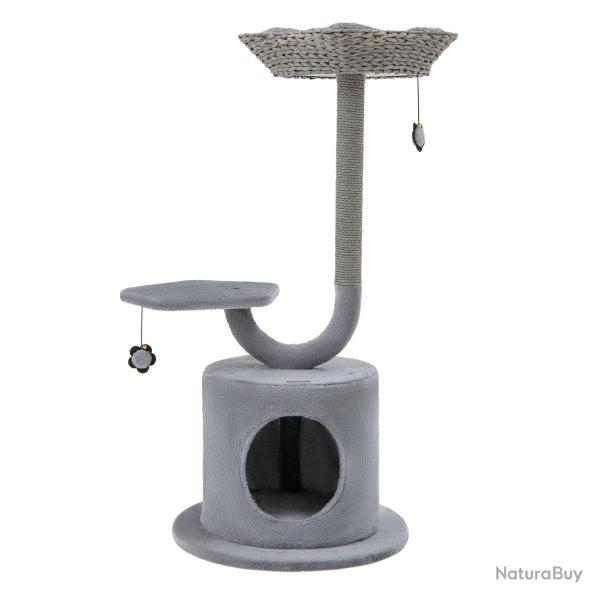 Arbre � chat 50 x 50 x 106 cm avec perchoir condo et 2 balles suspendues d�coratif en m�tal gris 20