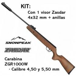 Carabine &agrave; air comprim&eacute; Snowpeak  GR1000W Bois &agrave; piston &agrave; gaz 4,5 mm 19,9 J.+ Lunette 4 x 32
