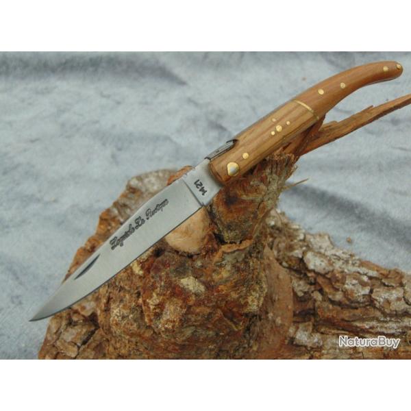 Couteau de poche laguiole le rustique - manche bois de teck - artisanal - neuf