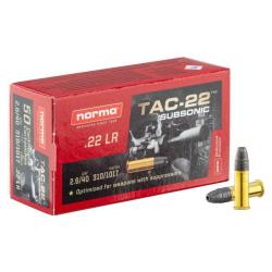 Cartouches .22 LR Norma TAC22 Subsonique 40GR X50