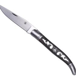 Couteau de poche laguiole arabesque puyol - gris - acier inox - coffret cadeau