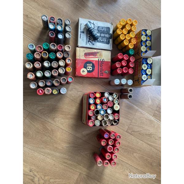 Lot de cartouches cal 12 et 16 de collection