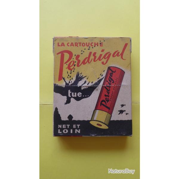 REF 16 - BO�TE CARTOUCHES CHASSE ANCIENNE CARTON - Marque PERDRIGAL -  CAL 16  - plomb n� 7