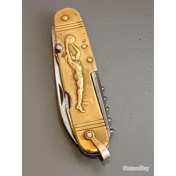 ANCIEN COUTEAU 6 pi�ces, THIERS, XX�me, manche laiton.