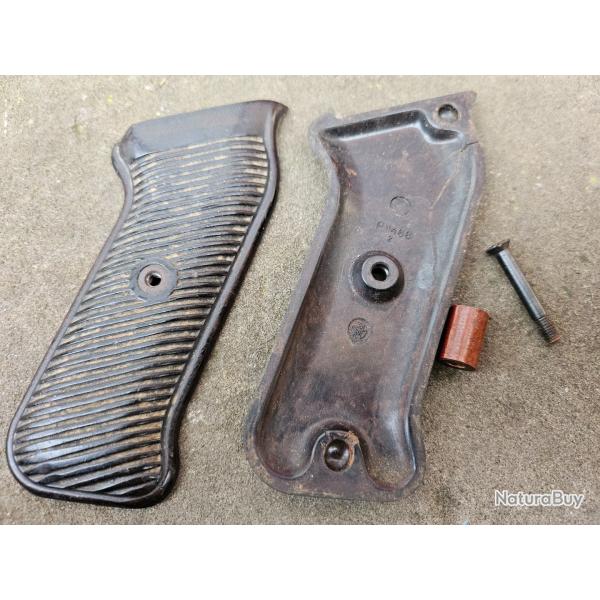 Paire de plaquettes en bakelite originales pour MP40 avec vis et entretoise