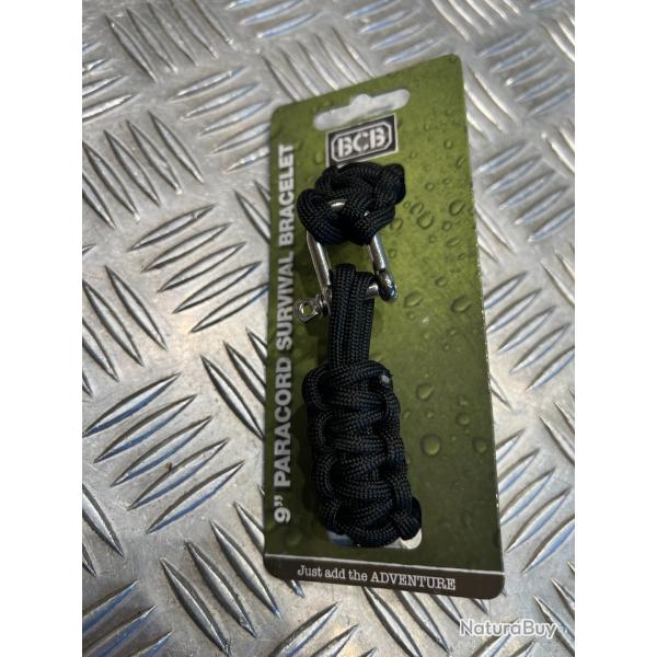 Bcb bracelet paracord 23 cm noir avec boucle neuf