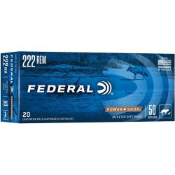 20 CARTOUCHES FEDERAL 222 REM POWERSHOK 50 GRAINS