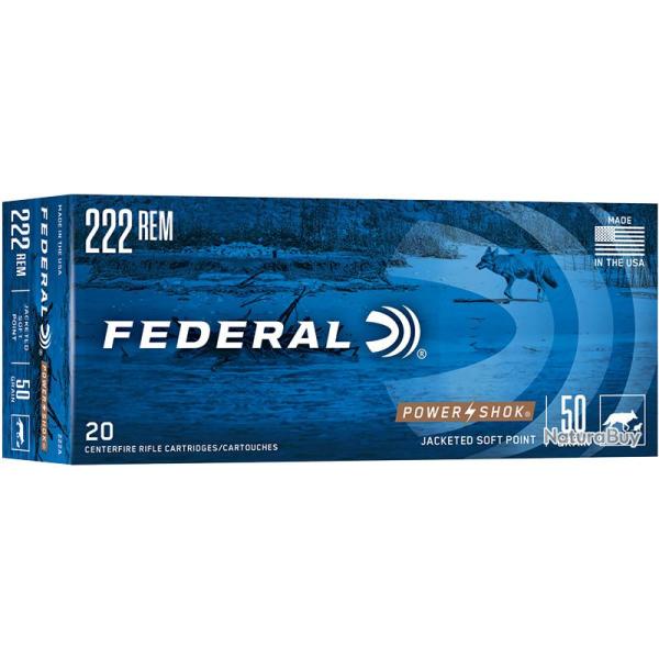 20 CARTOUCHES FEDERAL 222 REM POWERSHOK 50 GRAINS