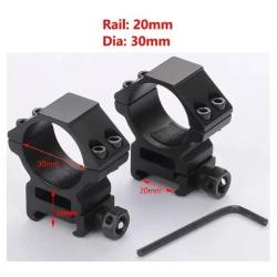 Colliers/Anneaux Montage 20mm Rail Weaver/Picatinny Haut 14mm Diam&egrave;tre 30mm Lunette de Vis&eacute;e