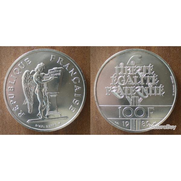 France 100 Francs 1989 Droits de l Homme Piece Commemo Argent