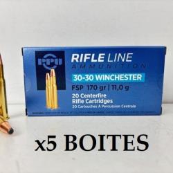 5 Boites de Balles Partizan Cal 30-30 Win 170gr FSP