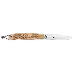 Couteau pliant D&eacute;cal&eacute; Bredouille H&ecirc;tre