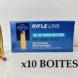 10 Boites de Balles Partizan Cal 30-30 Win 170gr FSP