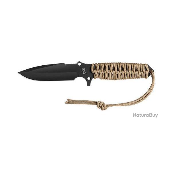 Couteau fixe TB Outdoor Maraudeur Paracord 550 Lisse - Coyote