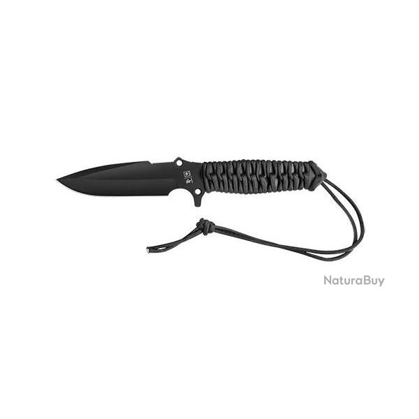 Couteau fixe TB Outdoor Maraudeur Paracord 550 Lisse - Noir