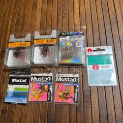 LOT P&Ecirc;CHE 7 paquets d'hame&ccedil;ons Cannelle , Mustad, VMC , triple et simple