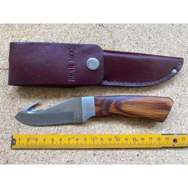 COUTEAU / Poignard � d�pecer BEAR MGC USA + ETUI CUIR / TBE