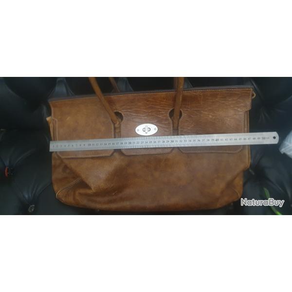 GROS SAC CUIR MARRON DE MARQUE FOSSILES EXTR�MEMENT BIEN PR�SERV� STYLE DOC FAR WEST