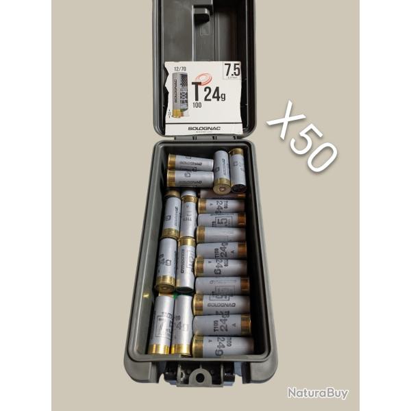 Lot de 50 cartouches ball trap solognac 12-70 24g plomb 7.5