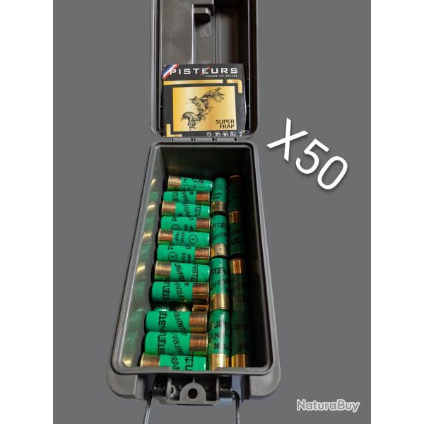 Lot de 50 cartouches pisteurs super frap 12/70 n2 36g bourre a jupe