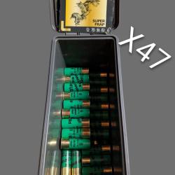Lot de 47 cartouches pisteurs super frap 12/70 n6 36g bourre a jupe