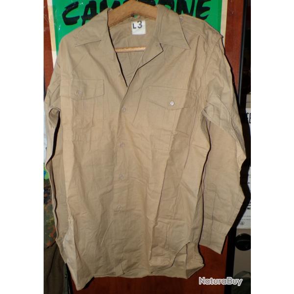 CHEMISE BEIGE MILITAIRE DE L'ARMEE FRANCAISE DE 1950/60 ,Taille 3 L SOIT L OU 41-42 EN CIVIL ,
