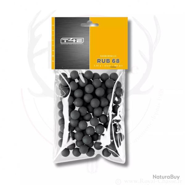 100 billes caoutchouc d'entrainement Cal. 68 - RB PRAC - Series T4E
