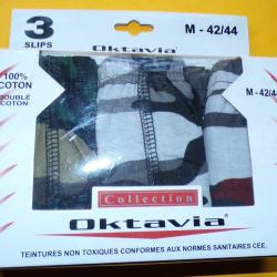 LOT DE 3 SLIPS CAMOUFLES EN TAILLE M OU 40, 100 % COTON , FABRICATION OKTAVIA ,  ETAT NEUF VOIR PHOT