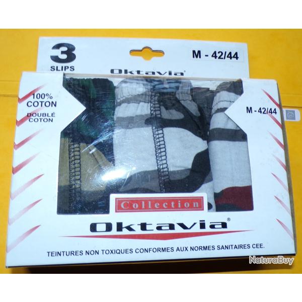 LOT DE 3 SLIPS CAMOUFLES EN TAILLE M OU 40, 100 % COTON , FABRICATION OKTAVIA ,  ETAT NEUF VOIR PHOT