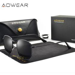 Lunettes de Soleil Femme Hexagonales Polarisee HD, Modele: Noir