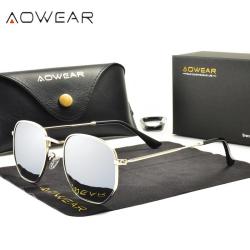 Lunettes de Soleil Femme Hexagonales Polarisee HD, Modele: Silver