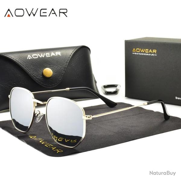 Lunettes de Soleil Femme Hexagonales Polarisee HD, Modele: Silver