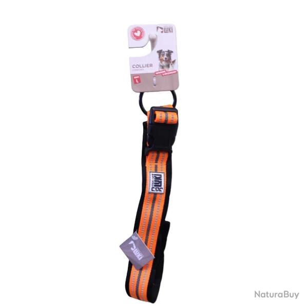 Collier r�fl�chissant orange n�opr�ne nylon pour chien 45/60 cm