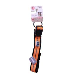Collier r&eacute;fl&eacute;chissant orange n&eacute;opr&egrave;ne nylon pour chien 50/75 cm