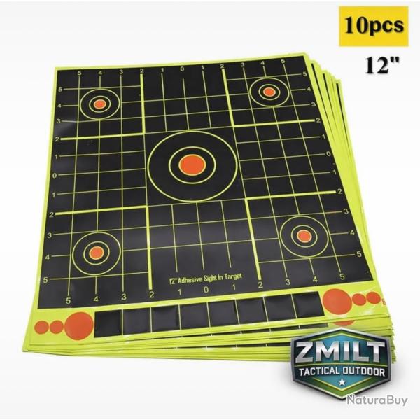 Cibles autocollantes fluo 30 cm - Lot de 10 -Entra�nement pr�cision