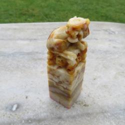 Art d'Asie - Ancien sceaux &agrave; cacheter en onyx &agrave; d&eacute;cor de chien de Fo - CHINE (XX&eacute;)