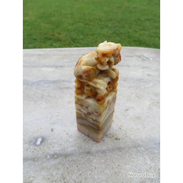 Art d'Asie - Ancien sceaux � cacheter en onyx � d�cor de chien de Fo - CHINE (XX�)